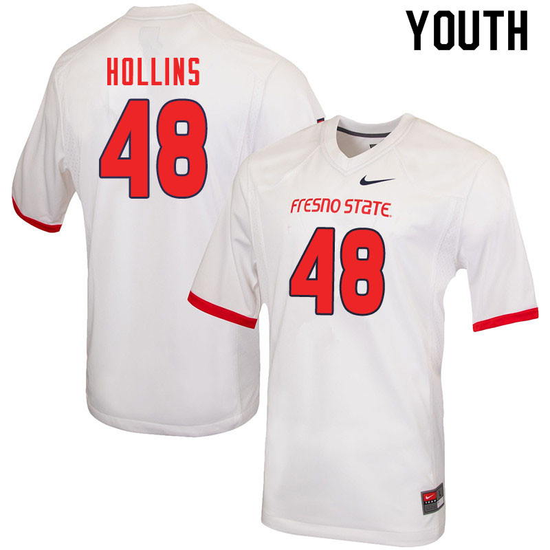 Youth #48 Jacob Hollins Fresno State Bulldogs College Football Jerseys Sale-White
